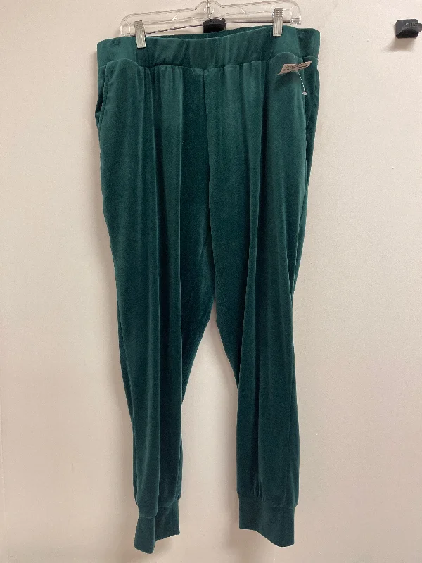 Low-rise Pants-Pants Lounge By Cable And Gauge In Green, Size: 1x