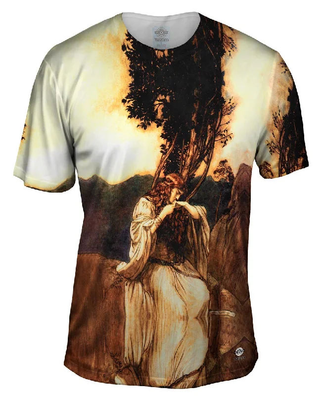 T-shirt With Art Print-Arthur Rackham - "Burnhilde Kisses The Ring" (1911)