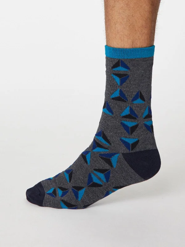 Lightweight Running Socks-Geometrico Socks - Dark Grey Marle