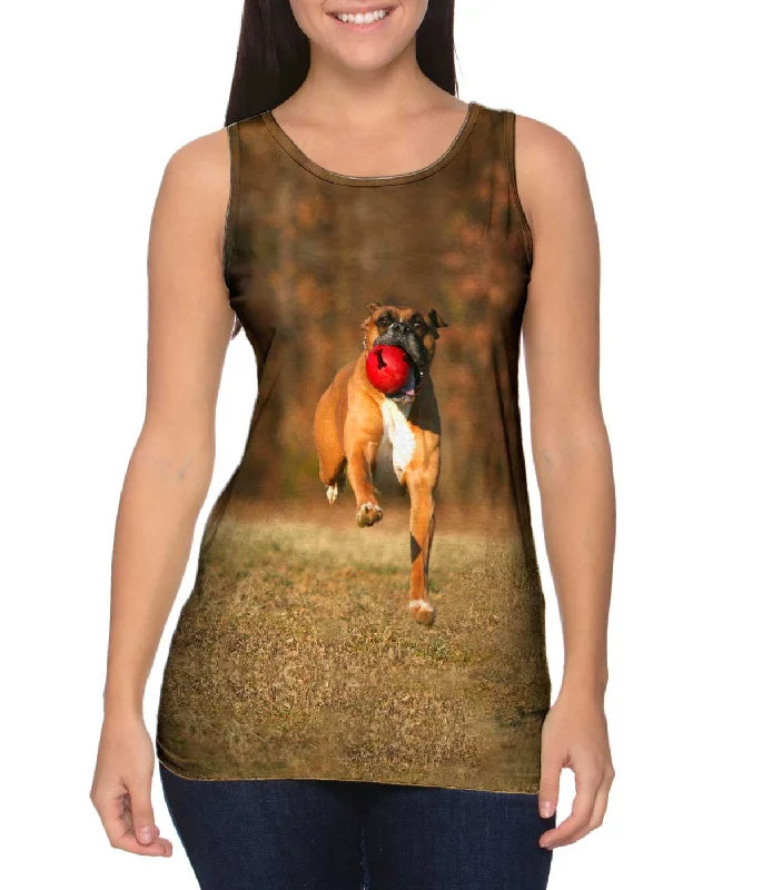 Outdoor Tank Top-Lively Boxer And Red Ball