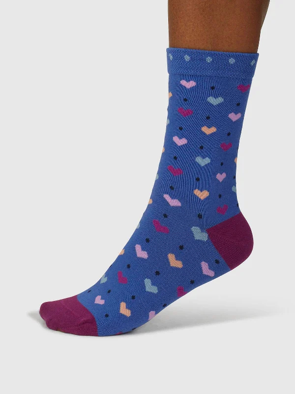 Fuzzy Socks-Tyas Heart Organic Cotton Socks - Light Sapphire Blue