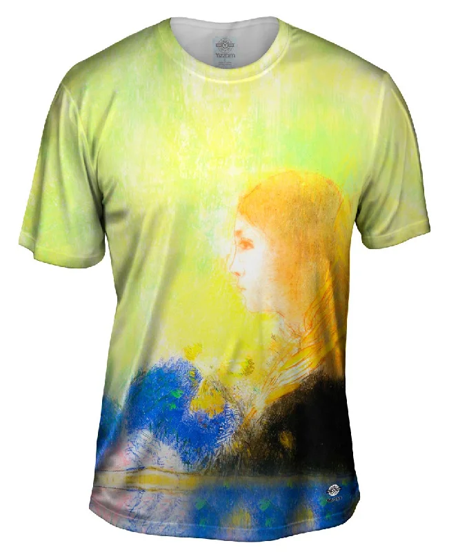 Colorful Graphic T-shirt-Odilon Redon - "Profile Of A Young Girl"