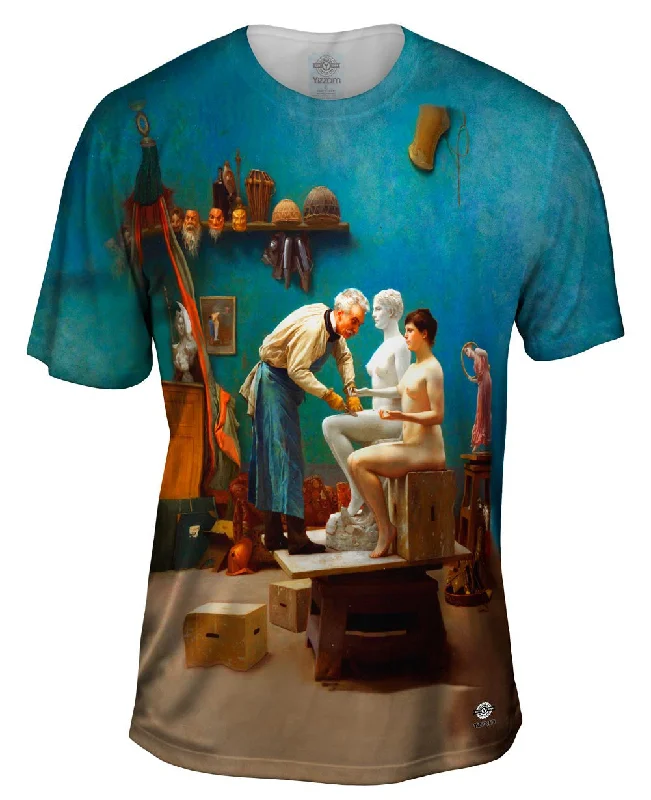 Soft Cotton T-shirt-Jean-Leon Gerome - "Working in Marble" (1890)