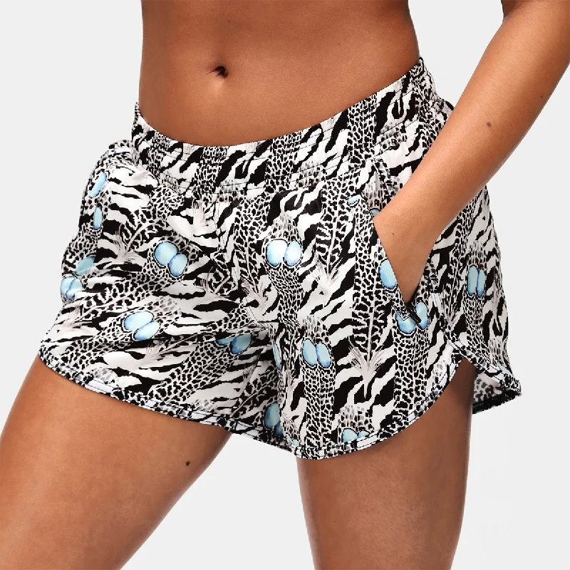 Casual Shorts-Monochrome Quill Loose Fit Workout Shorts