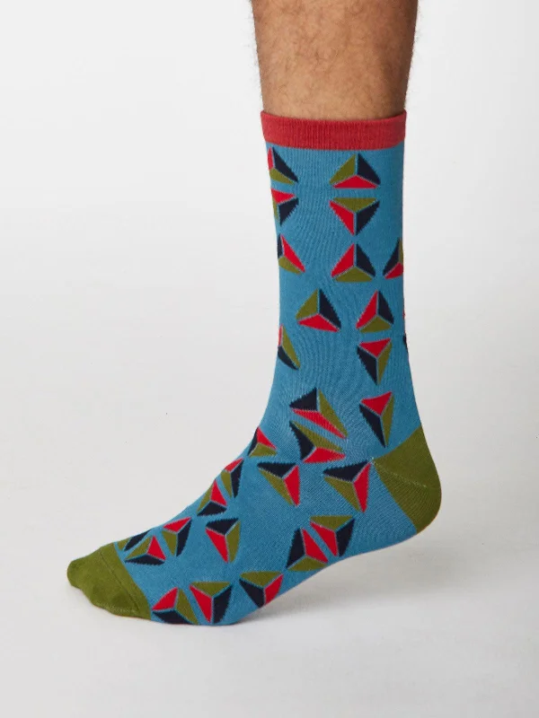 Patterned Socks-Geometrico Socks - Dusty Blue