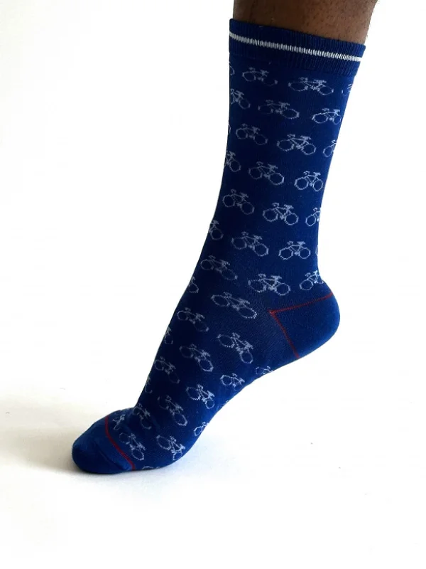 Soft Wool Socks-Peyton Bike Bamboo Socks - Navy