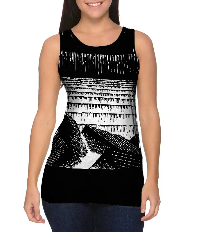 Custom Tank Top-M.C.Escher - "Blocks of Basalt Along the Sea" (1919)