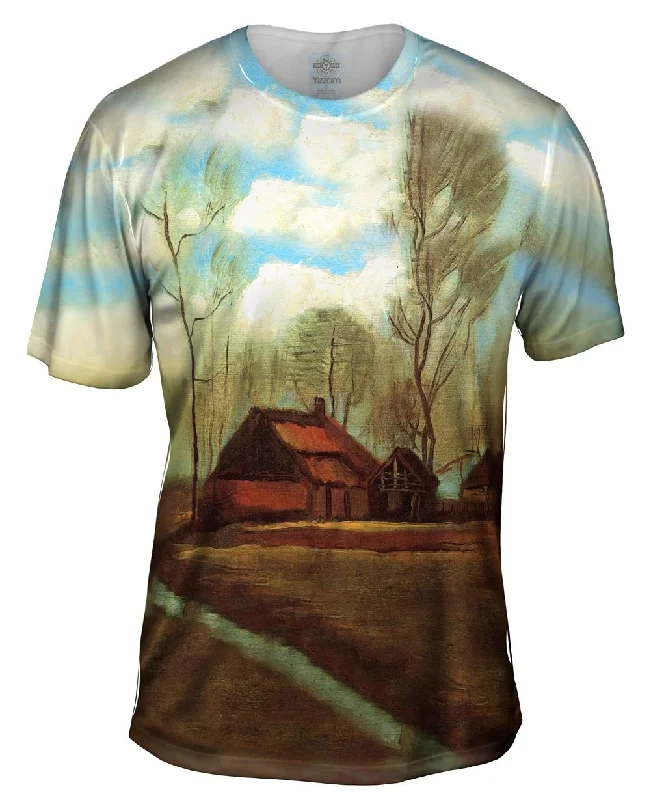 Artistic T-shirt-Van Gogh -"Farmhouses Among Trees" (1883)