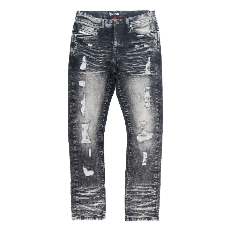 Slim Fit Trousers-M1979 Moreli Jeans - Black Wash