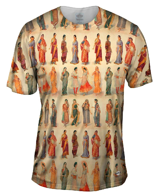 Creative Print T-shirt-M. V. Dhurandhar - "Watercolor Illustrations of different styles of Sari & clothing" (1928)