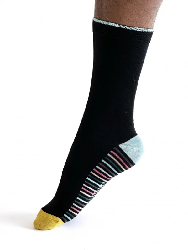 Sports Team Socks-Conall Stripe Bamboo Socks - Black