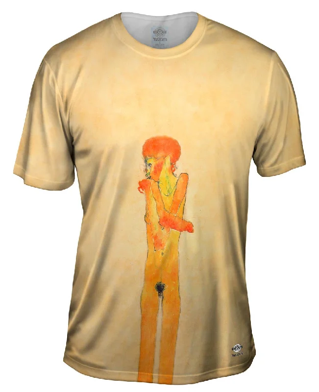 Classic Print T-shirt-Egon Schiele - "Nude Girl with arms crossed" (1910)