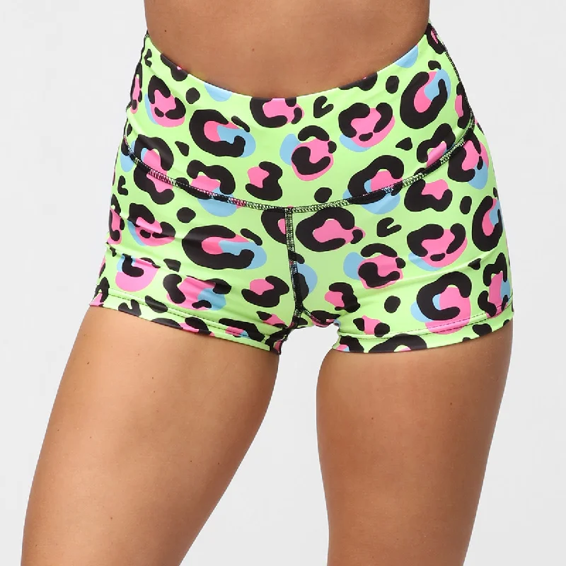 Knee Length Shorts-Lemon Leopard TikiBooty Shorts