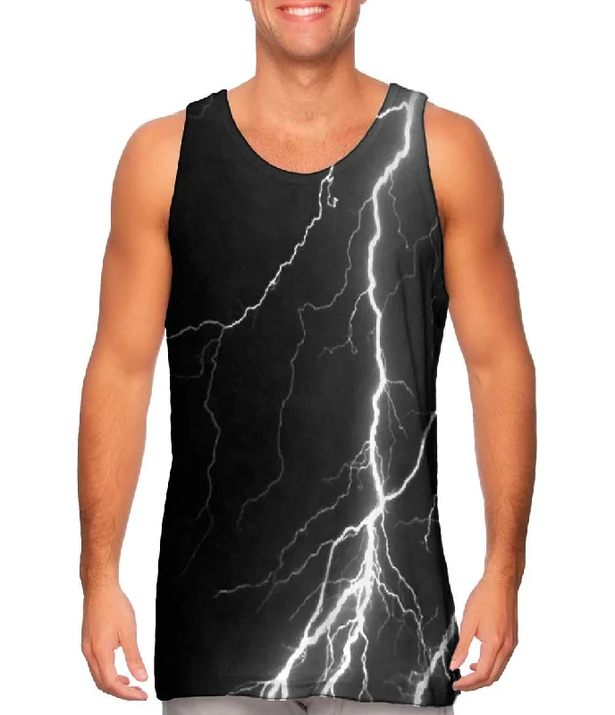 Premium Sleeveless Top-Lightning Storm Black White