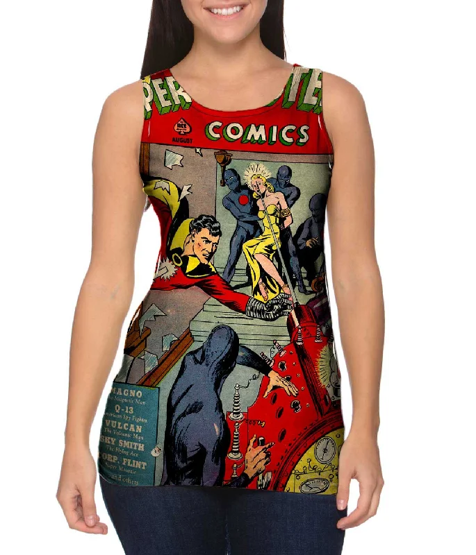 Casual Racerback Tank-Lady in Distress Comic Retro