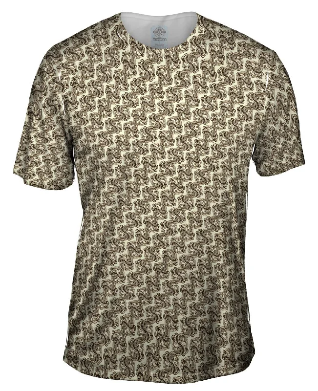 Casual Wear T-shirt-Tribal Brown Ornament