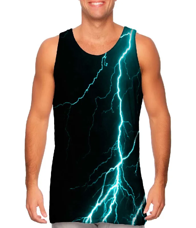 Premium Tank With Design-Lightning Storm Turquoise