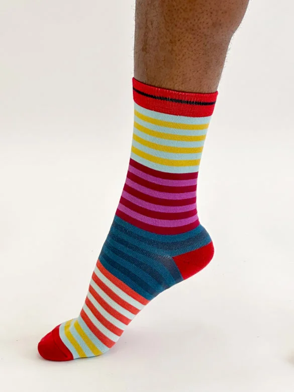 Snow Socks-Reid Stripe Bamboo Socks - Red