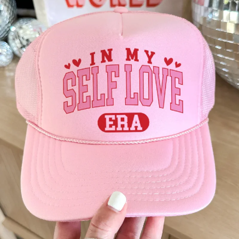 Snapback Cap-Online Exclusive | In My Self Love Era Foam Trucker Cap in Baby Pink