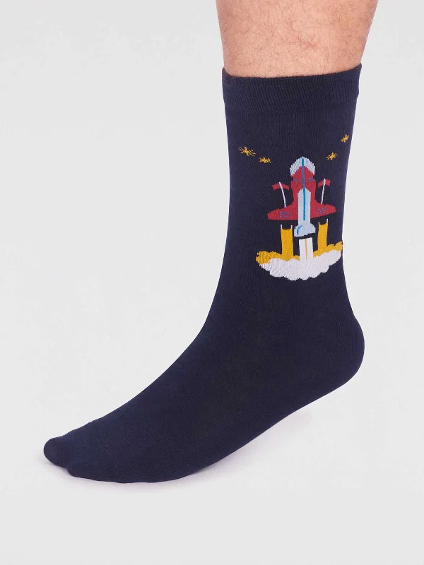 Casual Socks-Onyx Organic Cotton Rocket Socks - Navy