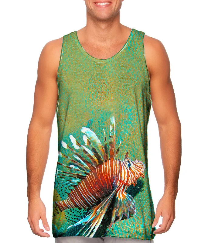 Sports Tank Top-Lionfish Growl Underwater