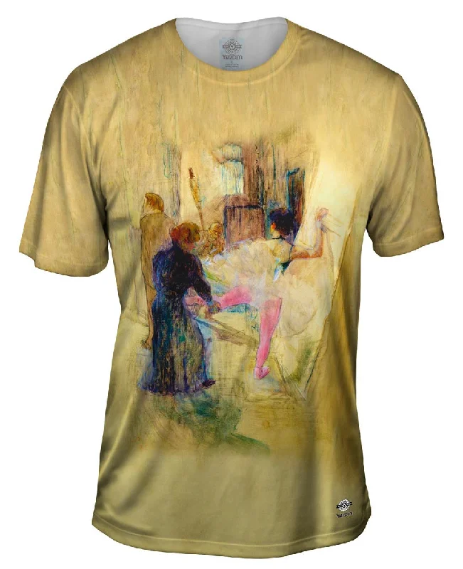 Neon Print T-shirt-Henri de Toulouse-Lautrec - "Behind The Scene" (1898)