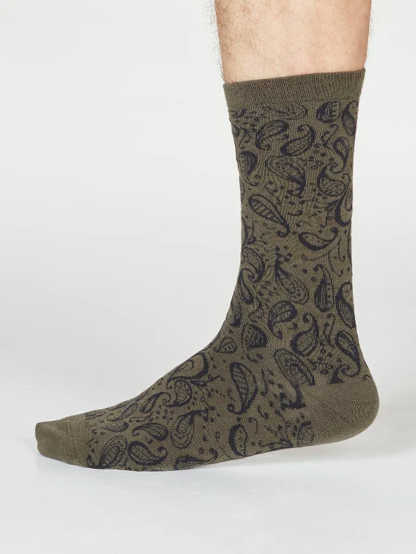 Performance Socks-Larnard Paisley Socks - Walnut Grey