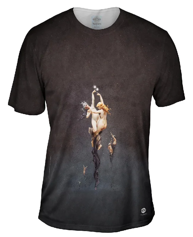 Motivational Quote T-shirt-Luis Ricardo Falero - "Twin Stars" (1881)