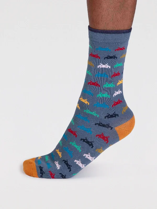 Cushioned Running Socks-Lucas Bamboo Arcade Socks. - Misty Blue