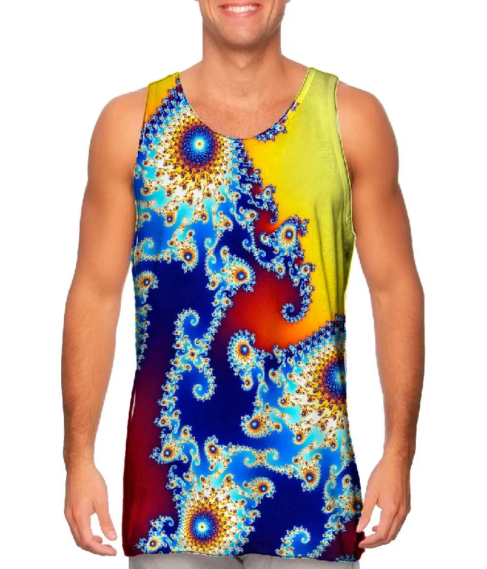 Loose Fit Tank-Mandel Fractal Center Blue