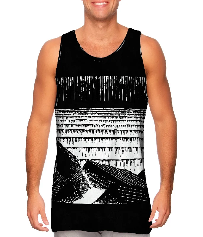 V-neck Tank-M.C.Escher - "Blocks of Basalt Along the Sea" (1919)