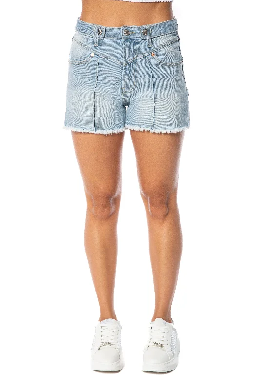 High Waist Shorts-V-Front Shorts with Raw hem