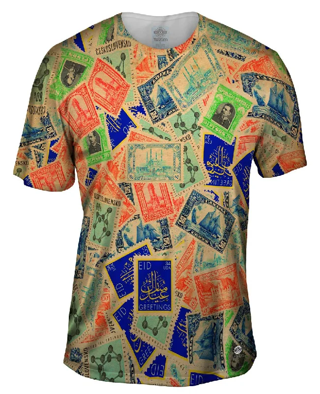 Abstract Design T-shirt-"Antique Stamp Collection"