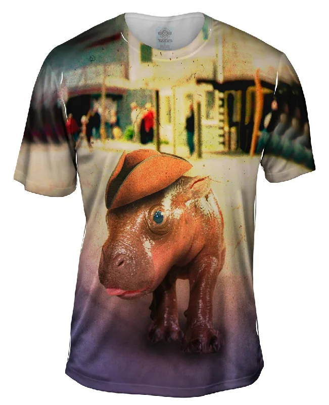 Nature Print T-shirt-Tree Corner Hat Pygmy Hippo