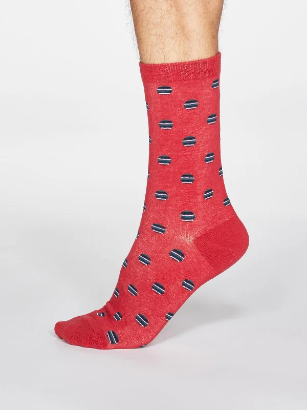 Soft Socks-Grayson Spot Stripe Socks - Berry Red