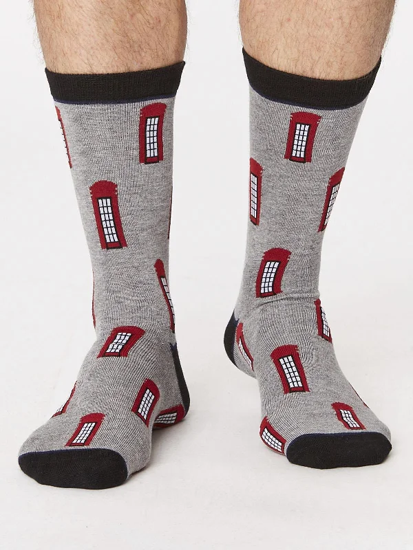 Travel Compression Socks-London Telephone Box Bamboo Socks