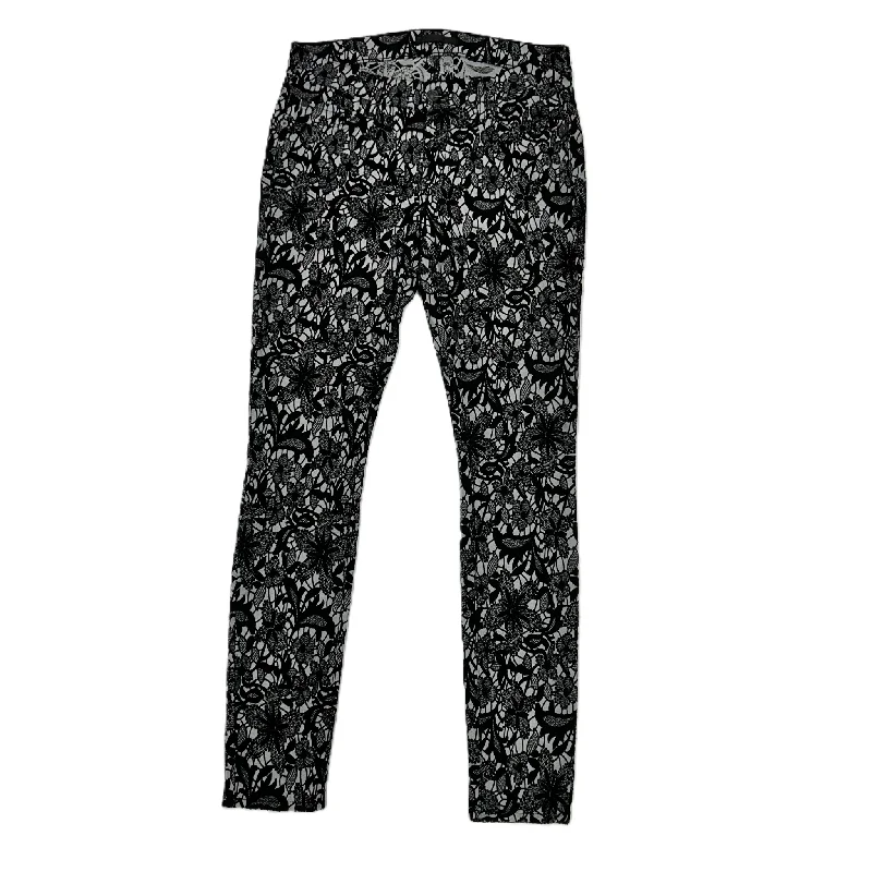 Slim Fit Pants-Black & Grey Pants Designer By 7 For All Mankind, Size: 6