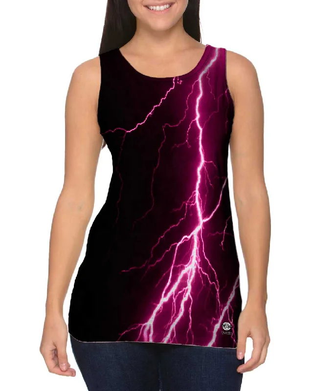 Fashion Racerback Tank-Lightning Storm Maroon Black