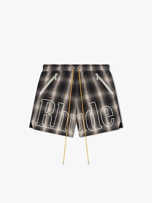 Patterned Shorts-PLAID LOGO SHORT