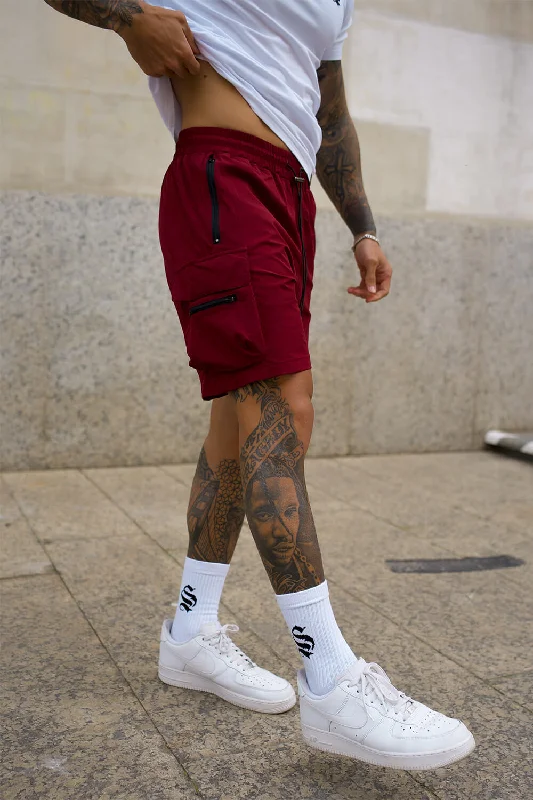 Denim Shorts-Raptor Cargo Shorts - Burgundy