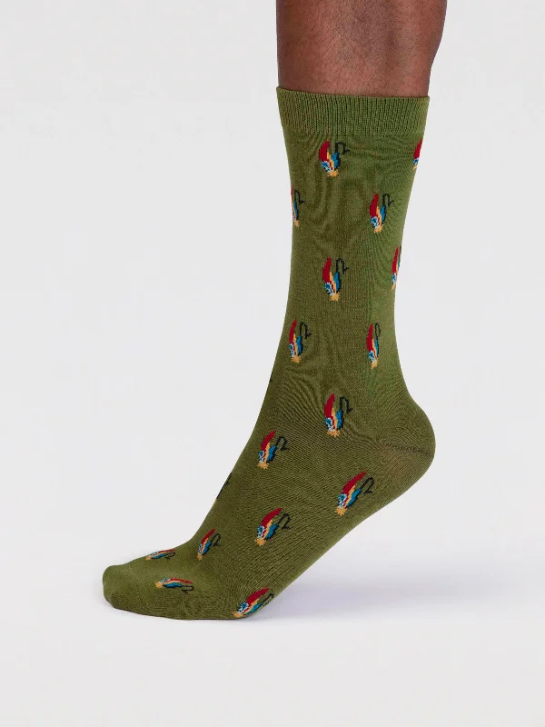 Toe Socks-Finley Organic Cotton Fly Fishing Socks - Moss Green