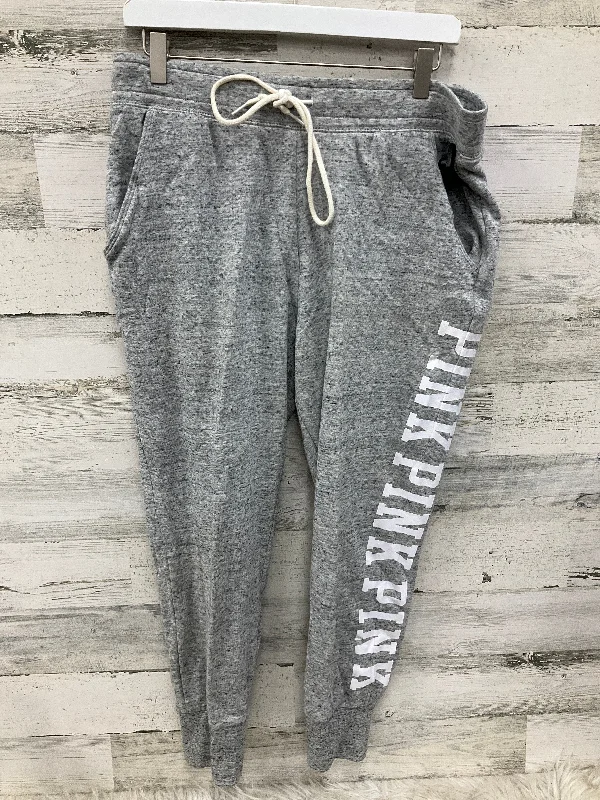 High-waisted Pants-Athletic Pants By Pink In Grey, Size: L