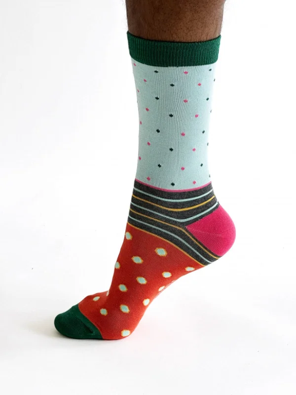 Knee-high Sports Socks-Conall Spot Bamboo Socks - Light Blue