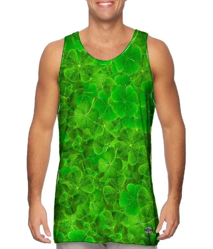 High-neck Tank Top-Luck Of The Irish Four Leaf Clover