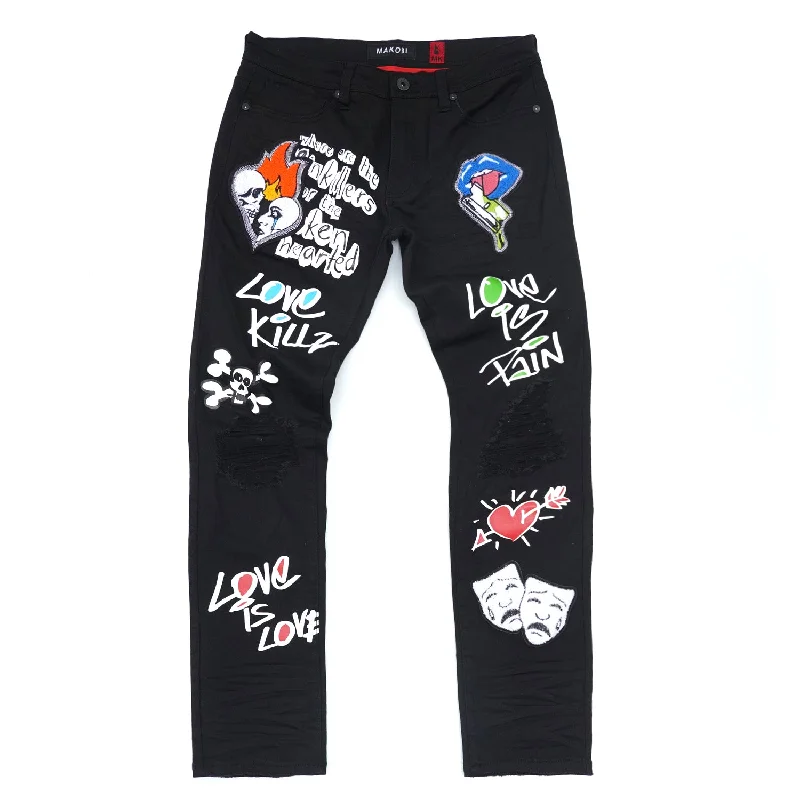 Bootcut Denim Pants-M1999 Love Kills Jeans - Black/Black