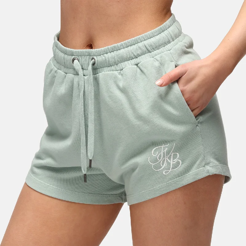 Travel Shorts-TKB Washed Jade Ladies Terry Shorts