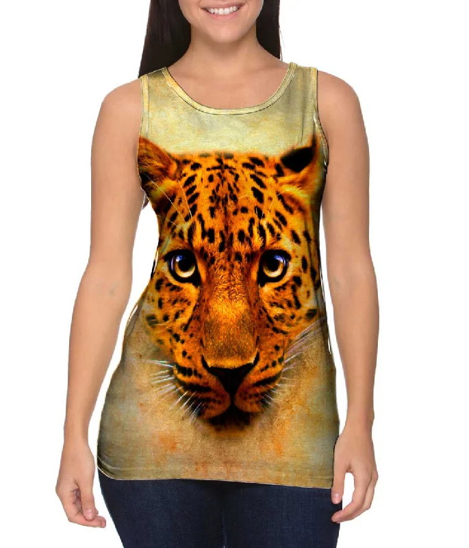 Workout Sleeveless Top-Leopard Face Savannah