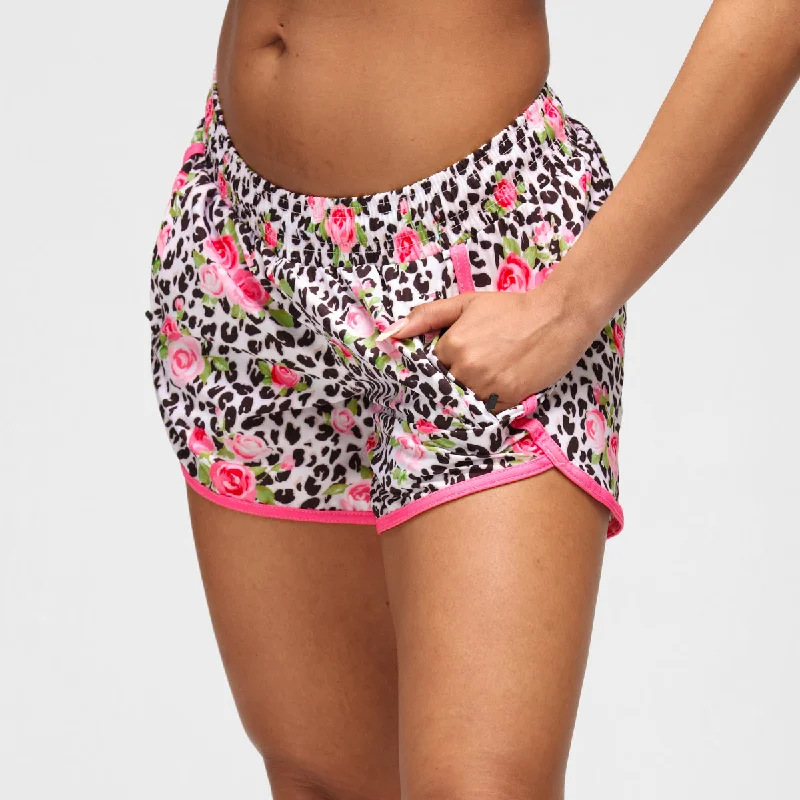 Sun Block Shorts-Jungle Rose Loose Fit Workout Shorts