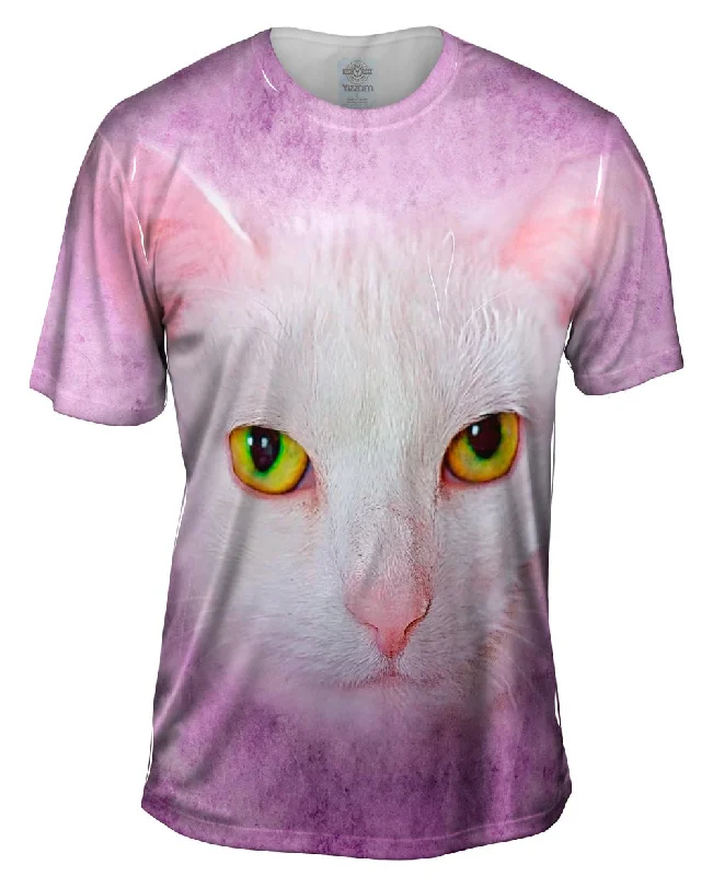 Soft Cotton T-shirt-Yellow Eyed Cat Face