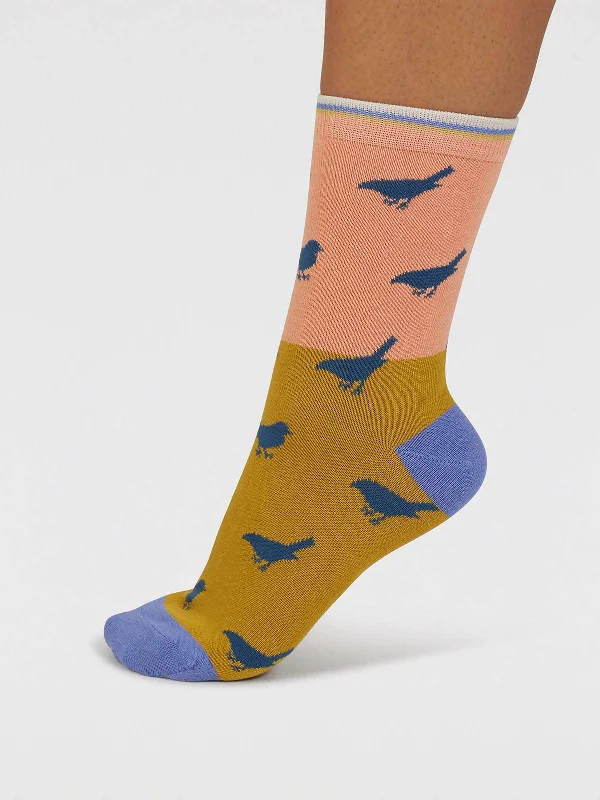 Lightweight Running Socks-Birdie Colour Block Bamboo Socks - Coral Orange